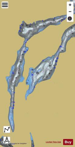 Proteau Lac depth contour Map - i-Boating App
