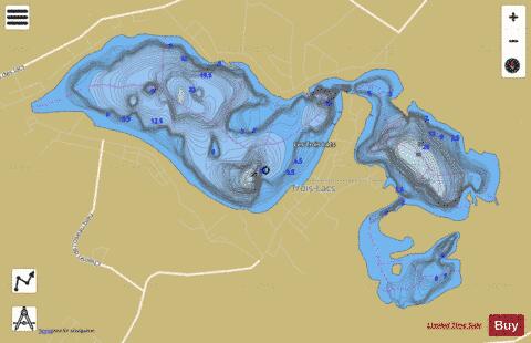 Lacs Les Trois depth contour Map - i-Boating App