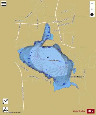 Waterloo, Lac depth contour Map - i-Boating App