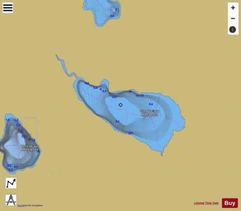 Montagnais, Grand lac aux depth contour Map - i-Boating App