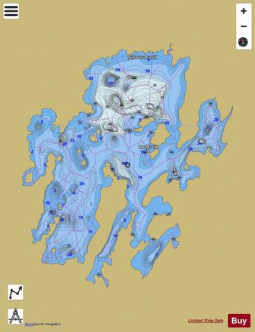 Lac David depth contour Map - i-Boating App