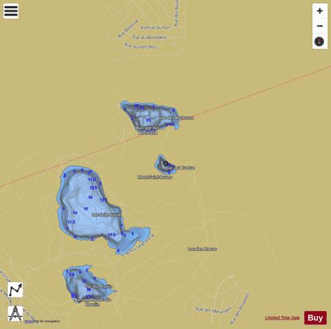 Tortue  Lac A La depth contour Map - i-Boating App
