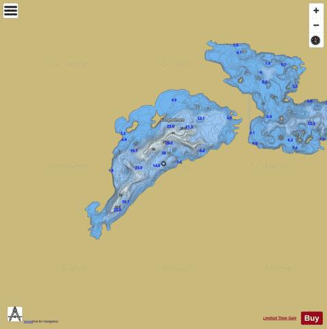 søndre Økteren depth contour Map - i-Boating App