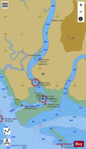 BEAUFORT RIVER TO ST. SIMONS SOUND DELEGAL CREEK EXT Marine Chart - Nautical Charts App