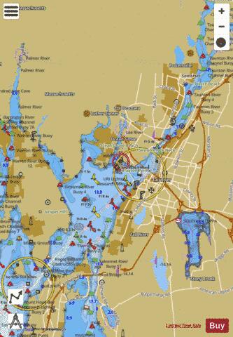 MT HOPE BAY  RI-MA Marine Chart - Nautical Charts App