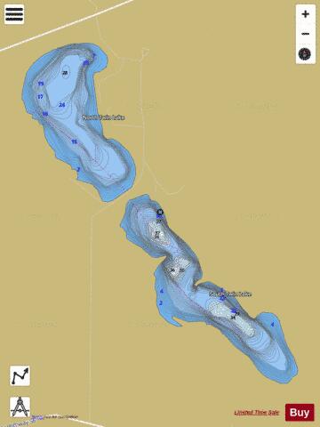 North Twin Lake + South Twin Lake depth contour Map - i-Boating App