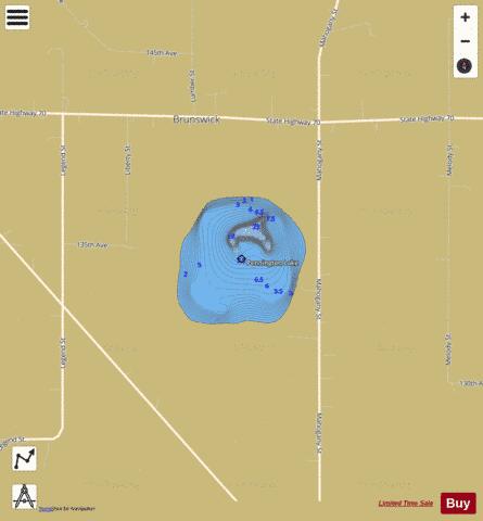 Pennington Lake depth contour Map - i-Boating App