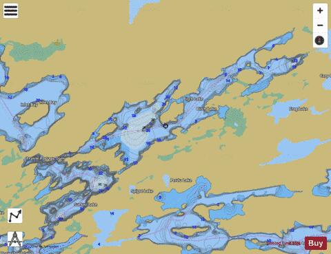 Birch Lake + Sucker Lake + depth contour Map - i-Boating App