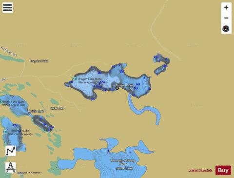 Dragon Lake + depth contour Map - i-Boating App