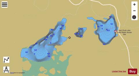 East Chub Lake + West Chub Lake + depth contour Map - i-Boating App
