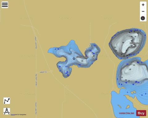 Grunard Lake depth contour Map - i-Boating App