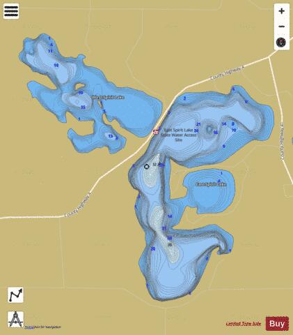 East + West Spirit Lake depth contour Map - i-Boating App