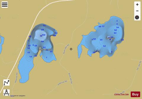Hand Lake + Holbrook Lake depth contour Map - i-Boating App