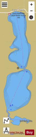 Lake East Chain depth contour Map - i-Boating App
