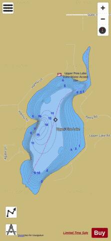 Lake Upper Pine depth contour Map - i-Boating App