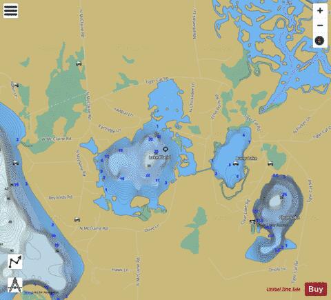 Burns Lake + Lake Placid depth contour Map - i-Boating App