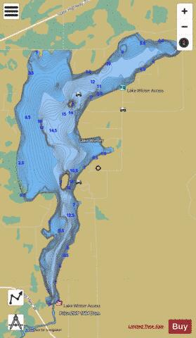 Winter Lake + Price Flowage depth contour Map - i-Boating App