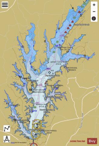 Bay Springs Lake depth contour Map - i-Boating App