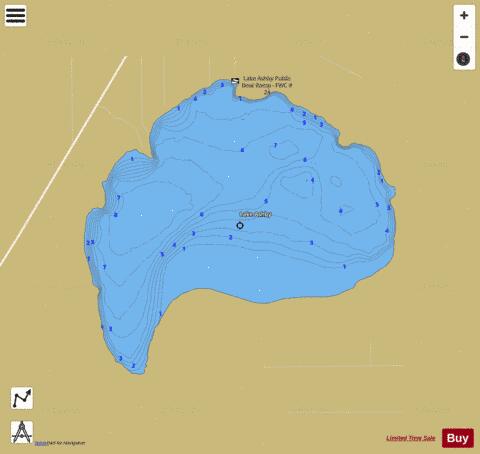 LAKE ASHBY depth contour Map - i-Boating App