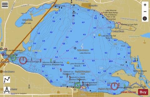 LAKE MONROE depth contour Map - i-Boating App