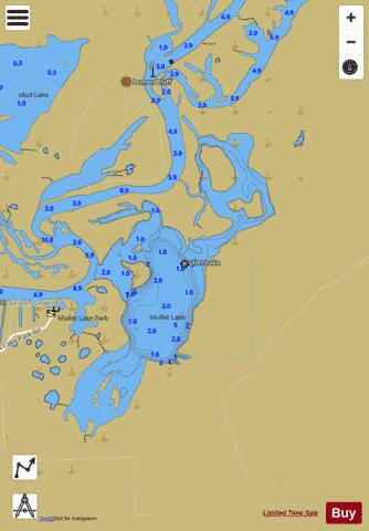 MULLET LAKE depth contour Map - i-Boating App