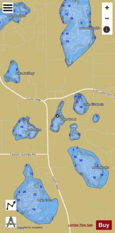 LAKE WOOD depth contour Map - i-Boating App