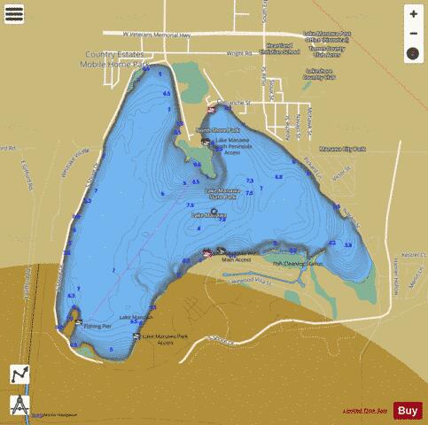 Lake Manawa depth contour Map - i-Boating App