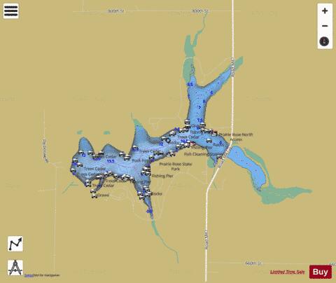 Prairie Rose Lake depth contour Map - i-Boating App