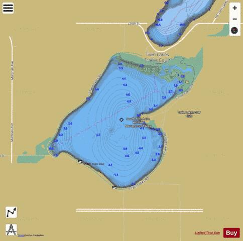 South Twin Lake depth contour Map - i-Boating App