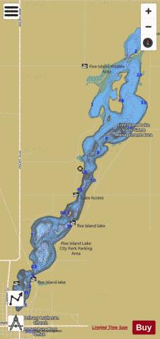 Five Island Lake Park depth contour Map - i-Boating App