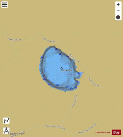 Marten Lake depth contour Map - i-Boating App