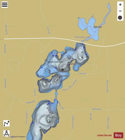 First Fortune Lake depth contour Map - i-Boating App