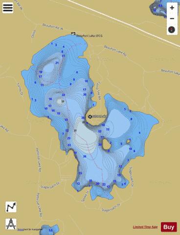 Beaufort Lake depth contour Map - i-Boating App