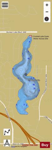 Crooked depth contour Map - i-Boating App