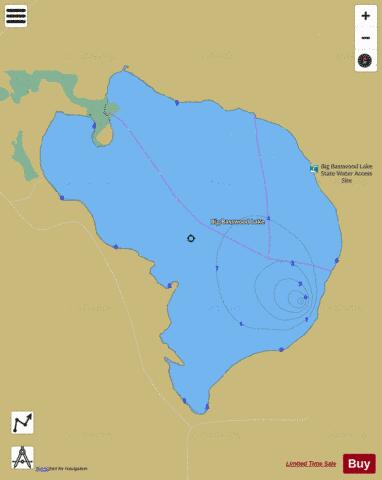 Big Basswood depth contour Map - i-Boating App