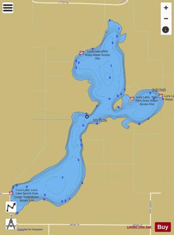 Lura depth contour Map - i-Boating App
