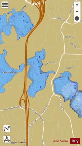 Southeast Anderson depth contour Map - i-Boating App