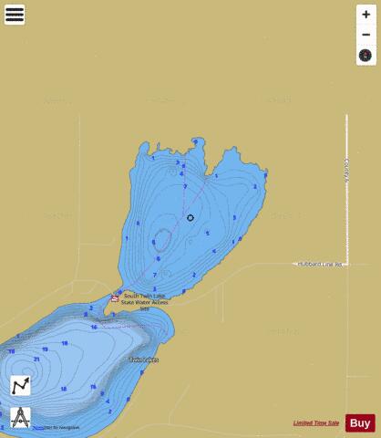 Upper Twin depth contour Map - i-Boating App