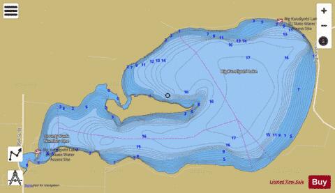 Big Kandiyohi depth contour Map - i-Boating App