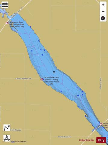 Lac Qui Parle (N.W. Bay) depth contour Map - i-Boating App