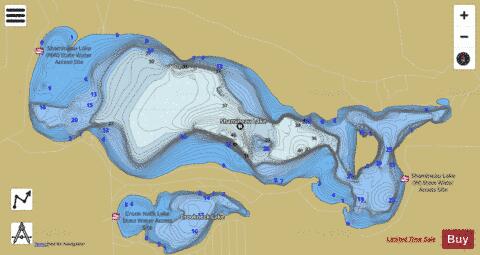 Shamineau depth contour Map - i-Boating App