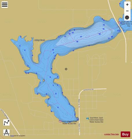 Sauk (Southwest Bay) depth contour Map - i-Boating App