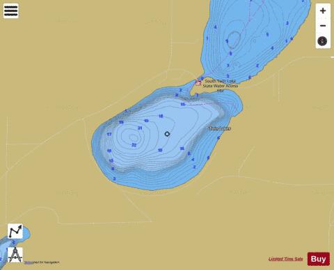 Lower Twin depth contour Map - i-Boating App