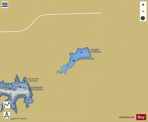 Memphis Reservoir depth contour Map - i-Boating App