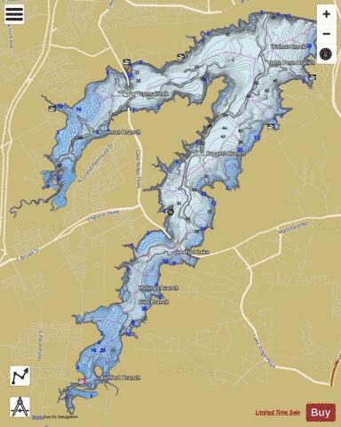 Joe Pool Lake depth contour Map - i-Boating App
