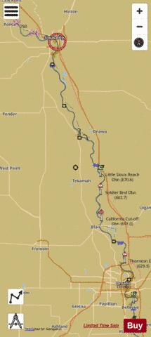 Missouri River mile 600 to mile 734 Marine Chart - Nautical Charts App