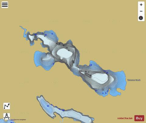 Tezzeron Lake depth contour Map - i-Boating App