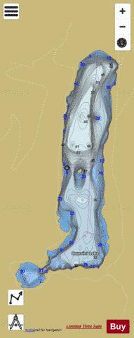 Coursier Lake depth contour Map - i-Boating App