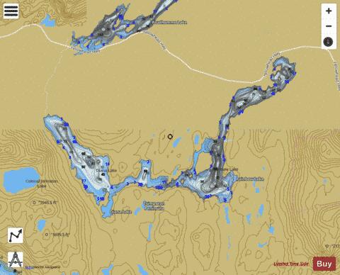 Diana Lake + Rainbow Lake depth contour Map - i-Boating App