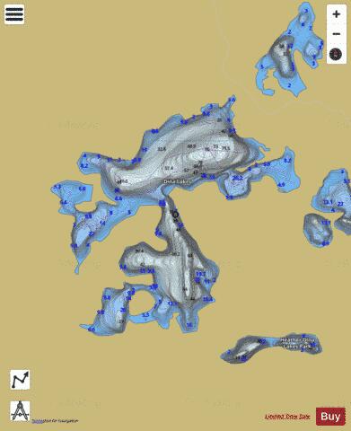 Dina Lakes depth contour Map - i-Boating App